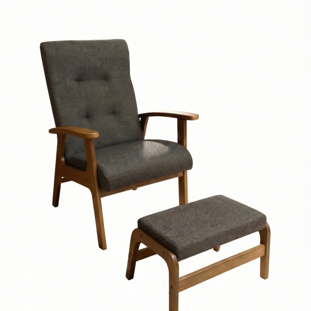 Комплект кресло + пуф орех/серый
