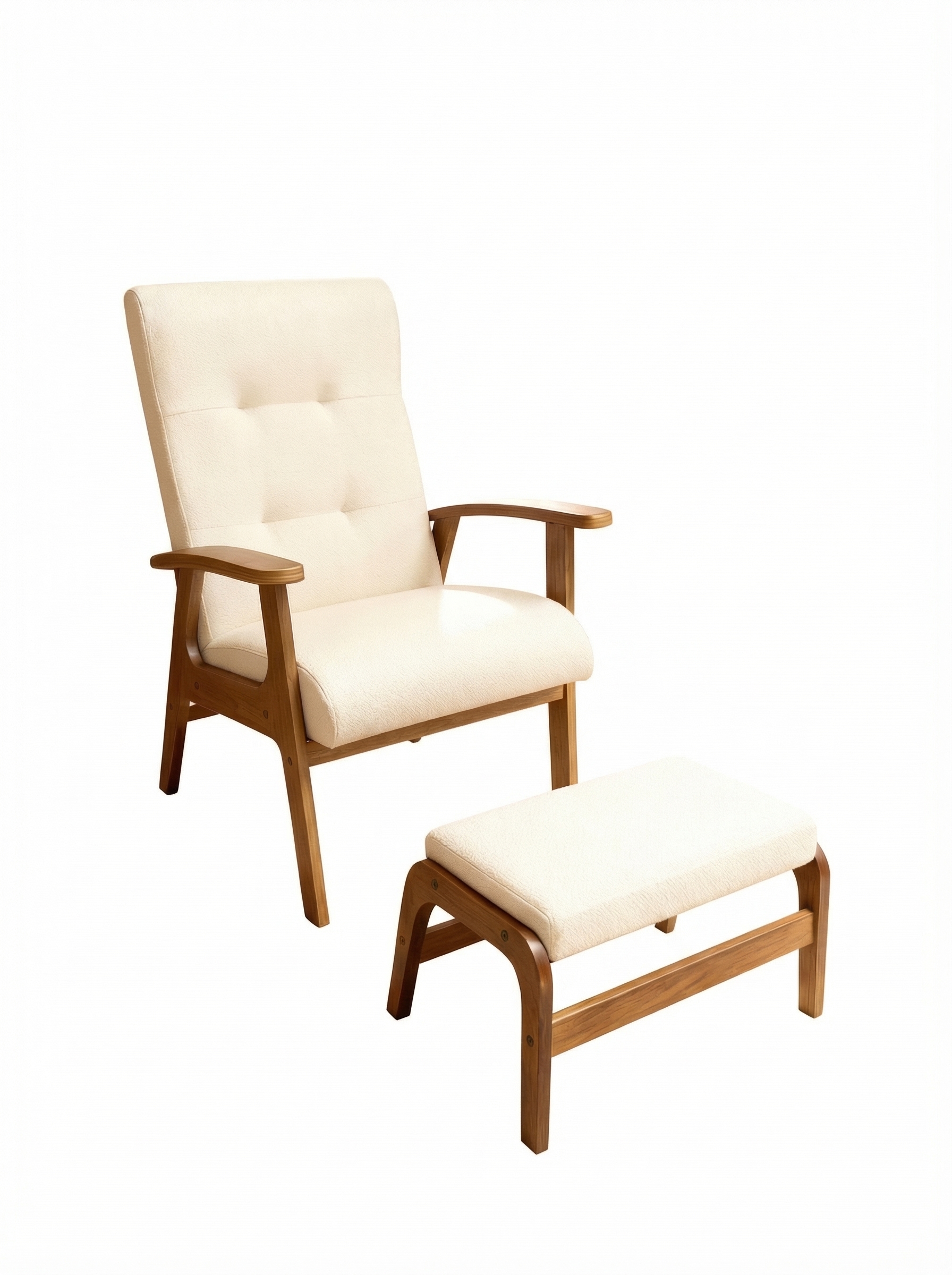 Комплект кресло + пуф орех/белый