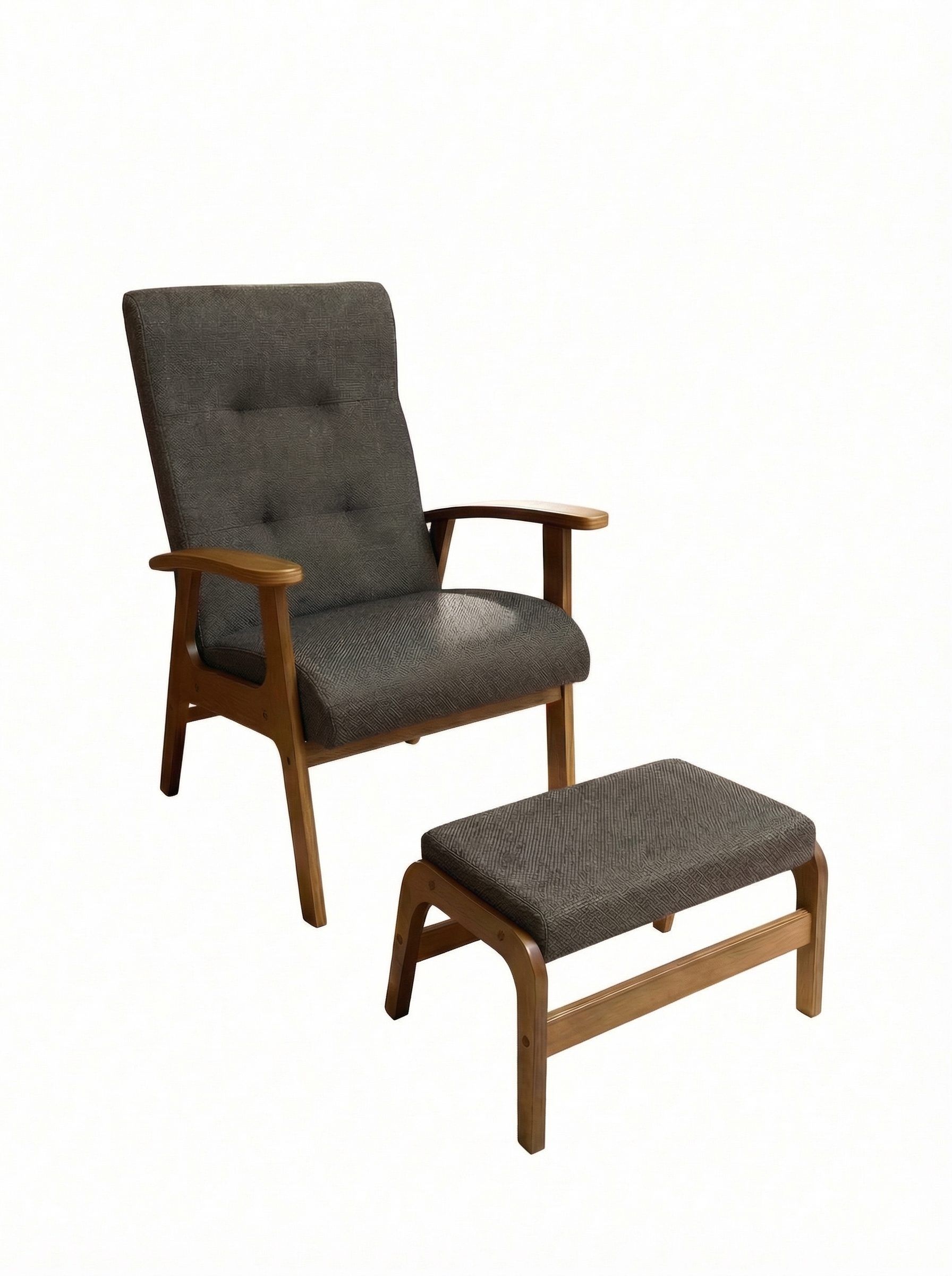Комплект кресло + пуф орех/серый